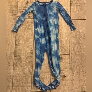 RuggedButts Blue Tie-Dye Kids One Piece Pajamas